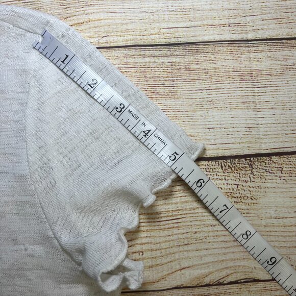 Princess Polly White Ribbed Lettuce Edge Cropped Baby Tee Size 8 Medium - Picture 3 of 11